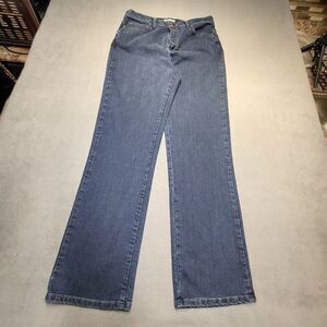 Lee Jeans‎ Womens 12 Blue Straight Leg Relaxed Fit Distressed Stretch Denim